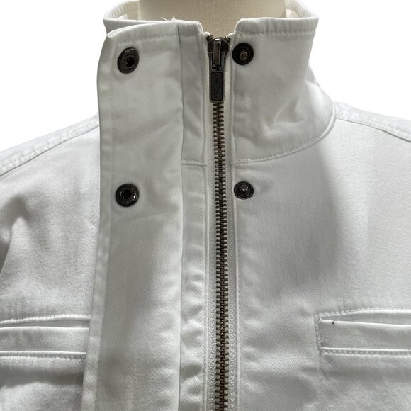 LL Bean White Utility Jacket PS Snap Button High Collar Outdoor Hiking Everyday - Picture 4 of 9